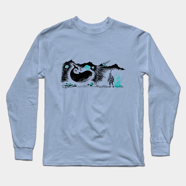 Vintage Storybook Whale Long Sleeve T-Shirt by StudioPM71